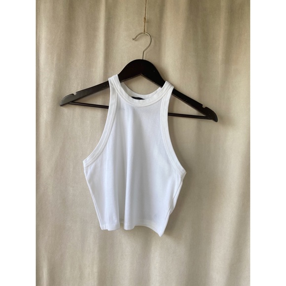 Topshop White Cropped Racerback - Picture 1 of 4